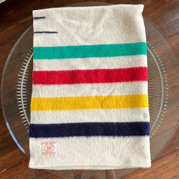 Vintage Hudson’s Bay Point striped wool blanket made in England - Picture 1 of 16